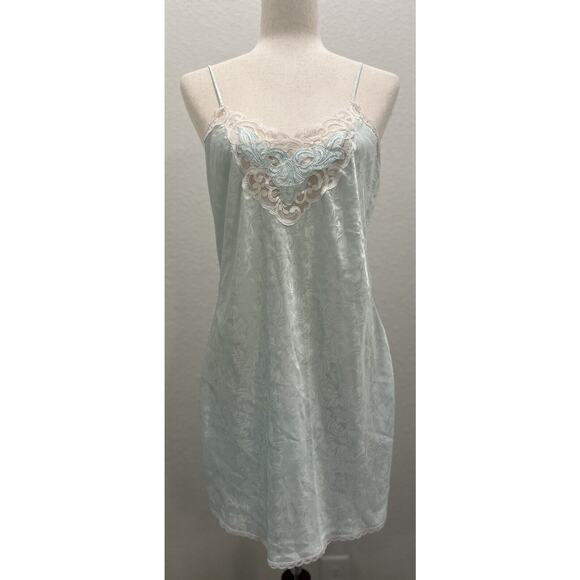 Vintage 1980's Val Mode Negligée Baby Blue with White Lace Vintage Size M - Picture 3 of 10